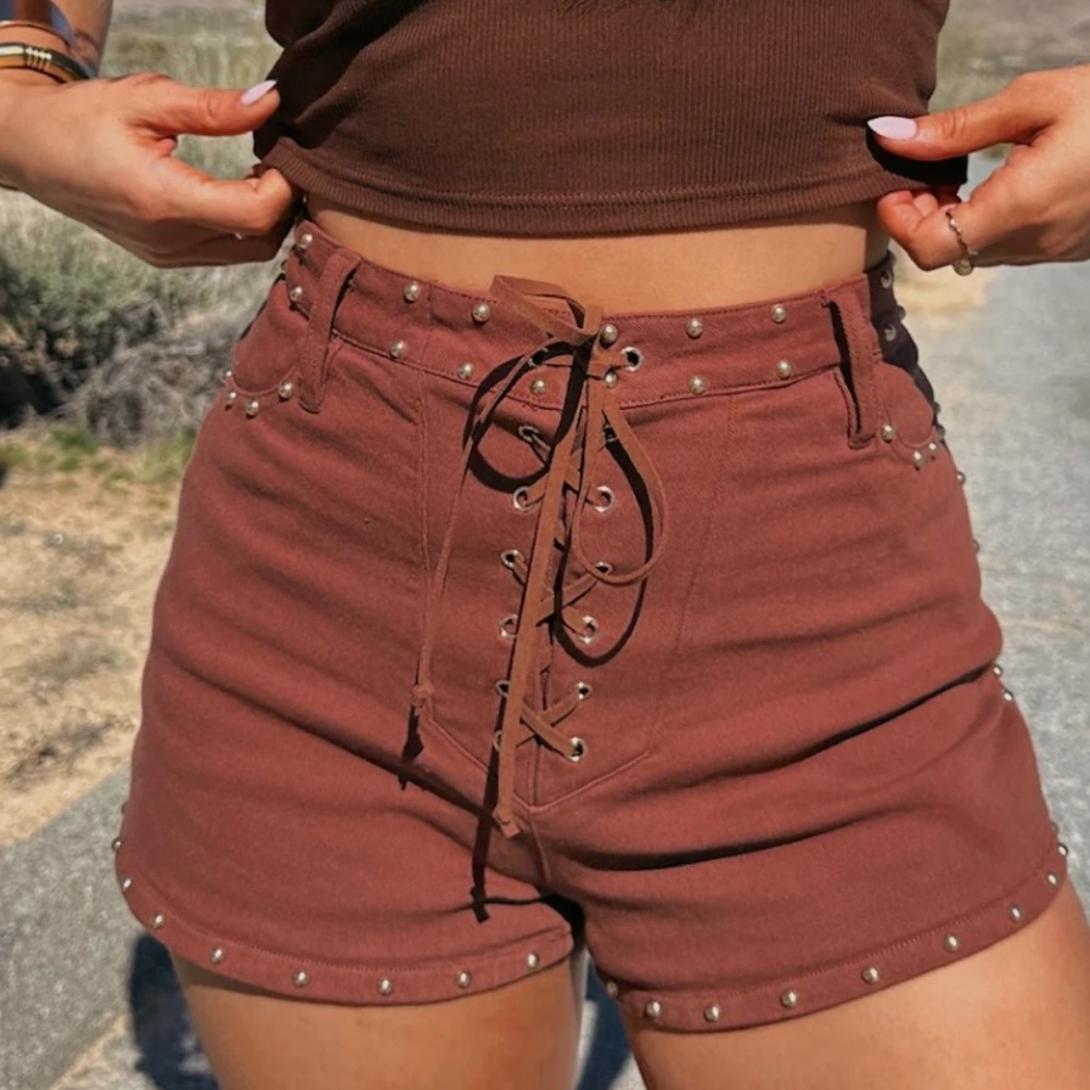 Show Me Your MuMu Brown High Waist Shorts